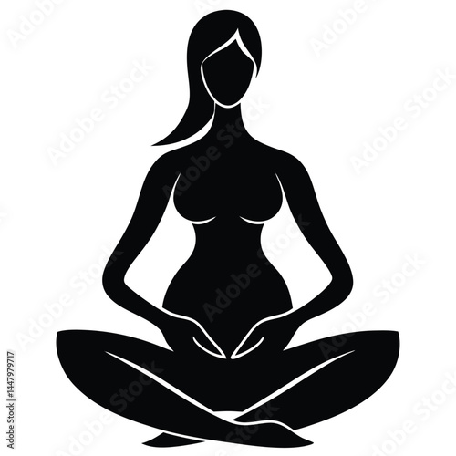 Silhouette of Woman in Lotus Yoga Pose