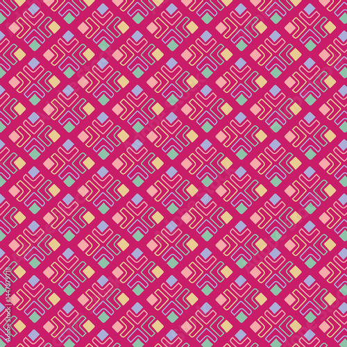 pastel color tribal vector seamless pattern with doodle elements. aztec fancy abstract geometric art print. ethnic hipster background. hand drawn. Wallpaper, cloth design, fabric, tissue, textile