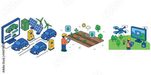 Isometric smart agriculture with drone monitoring and IoT farming system