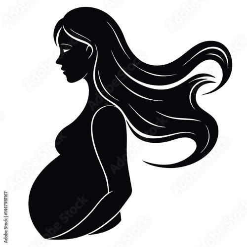 Silhouette of Pregnant Woman Expectant Mother Illustration