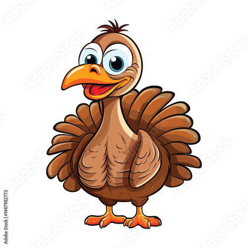 Mascot cartoon happy turkey isolated on white background vector illustration