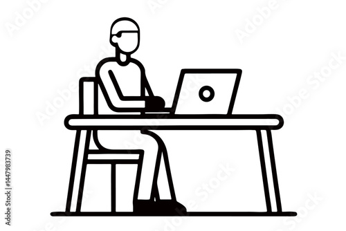 laptop using man on computer table