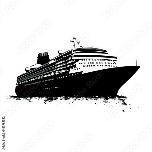 cruise ship silhouette , bl...