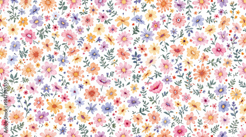 Floral seamless pattern watercolor 
