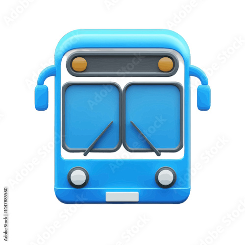 Bright and colorful volumetric illustration of a cartoon bus design suitable for various creative projects