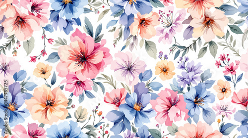 Floral seamless pattern watercolor 