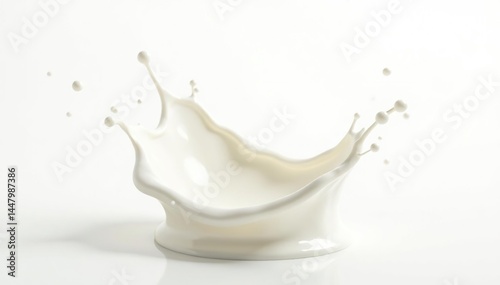 White background, milk splash crown, creamy texture , yogurt, pouring