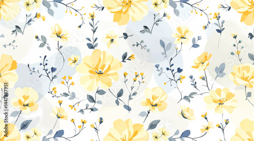 Colorful ditsy flowers. Hand drawn vector
