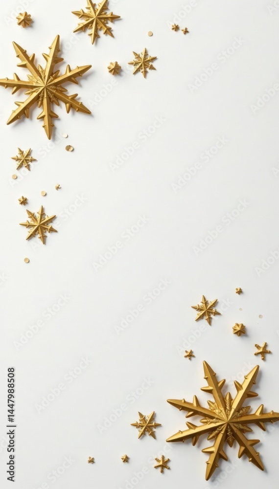 Snowflake decorations in gold on white background, white, xmas, snowflakes Snowflake decorations in gold on white background, white, xmas, snowflakes