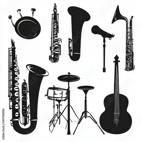 musical instruments silhoue...
