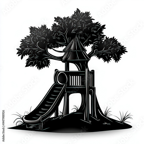 playground silhouette , bla...