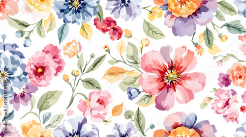 Colorful ditsy flowers. Hand drawn vector
