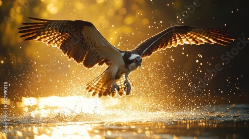 osprey diving at golden hour: wildlife photography