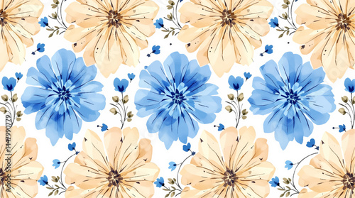 floral seamless pattern, watercolor flowers
