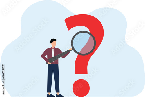 Characters asking a questions, Service feedback or problem solving support technology concept,
