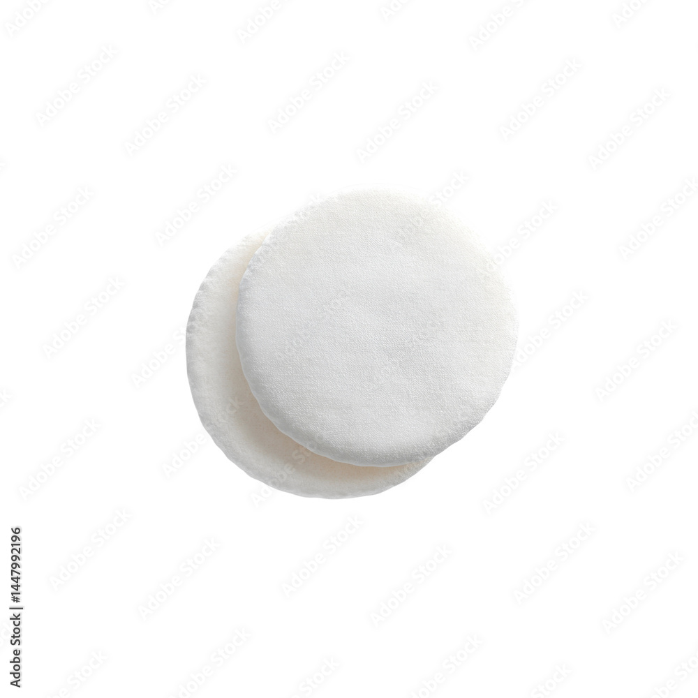 Two White Soft Makeup Puffs Isolated on White Background Two White Soft Makeup Puffs Isolated on White Background