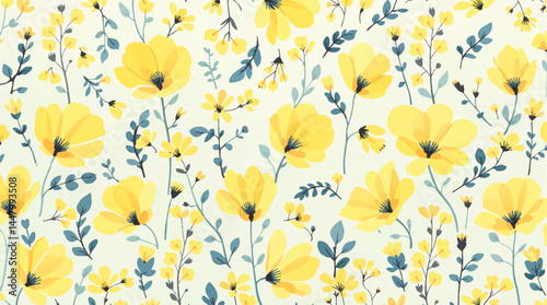 Floral seamless pattern, watercolor flowers
