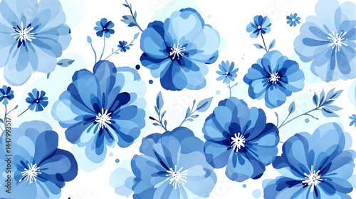 Floral seamless pattern, watercolor flowers
