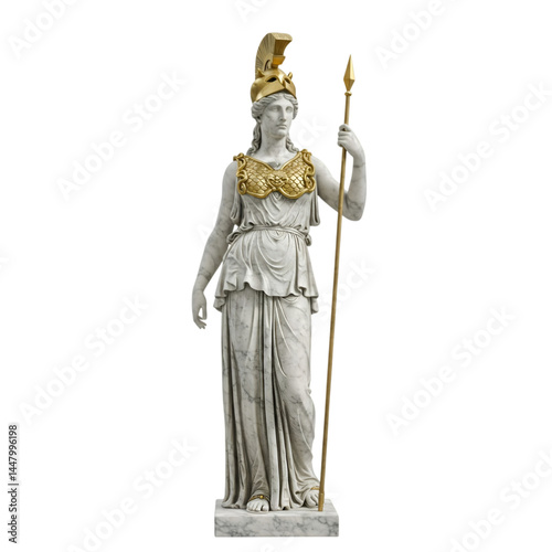 Marble statue of Athena full body isolated on a white background