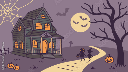 halloween background with haunted house