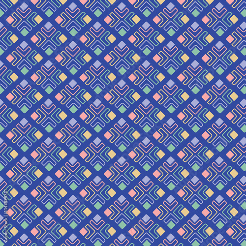 pastel color tribal vector seamless pattern with doodle elements. aztec fancy abstract geometric art print. ethnic hipster background. hand drawn. Wallpaper, cloth design, fabric, tissue, textile