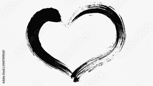 A simple hand-drawn black heart on a white background, perfect for Valentine's Day or general use