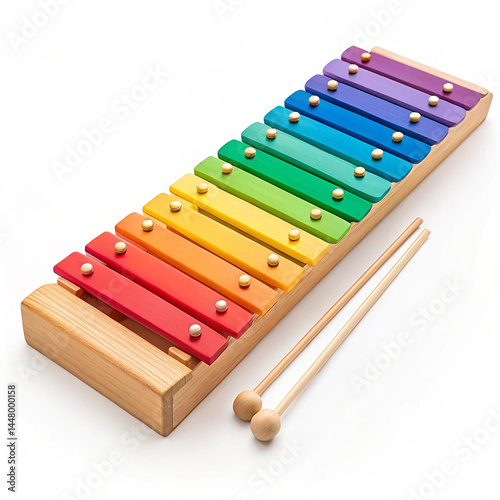 Wooden xylophone on white background