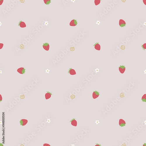 seamless strawberry pattern. Idea for fabric, tablecloth pattern, wrapping paper, gift paper. Print Ditsy. Motives are scattered randomly.strawberry pattern background. cute berry pattern 