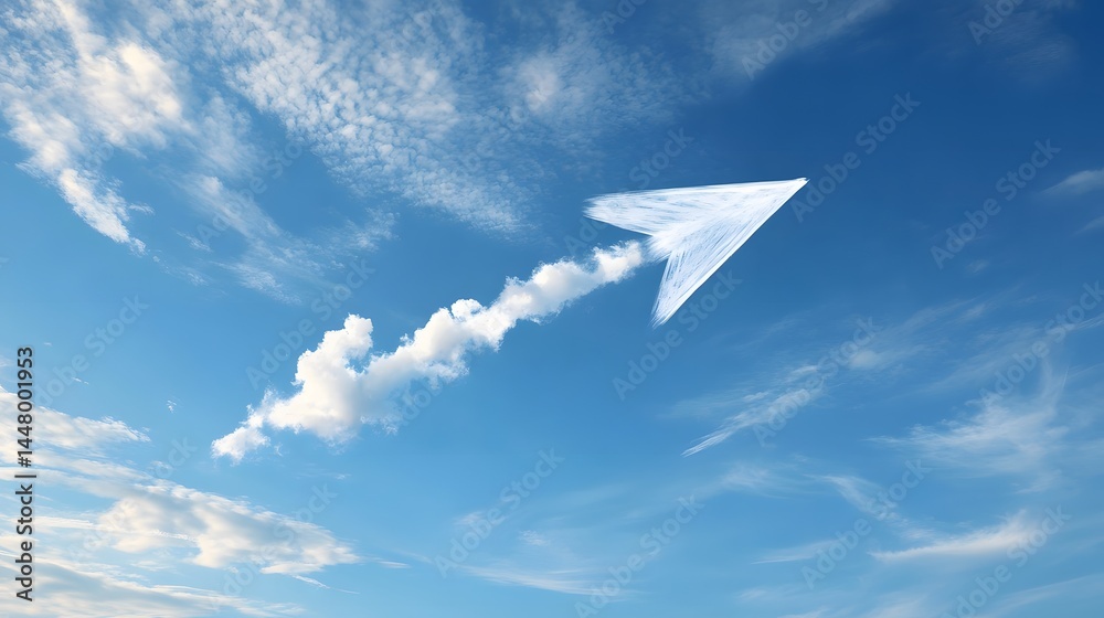 Fototapeta premium 44. A cloud-shaped arrow drifting in a blue sky