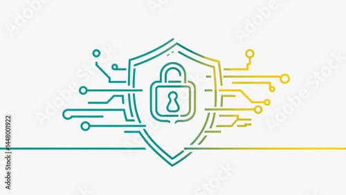A shield with a padlock on top, suitable for security and protection themes