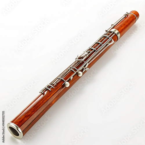Wooden bassoon on white surface