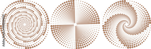 Spiral dotted circle form, Geometric art, Circle halftone dots, vector illustration