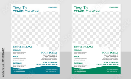 Fresh standard minimal travel agency a4 flyer design template