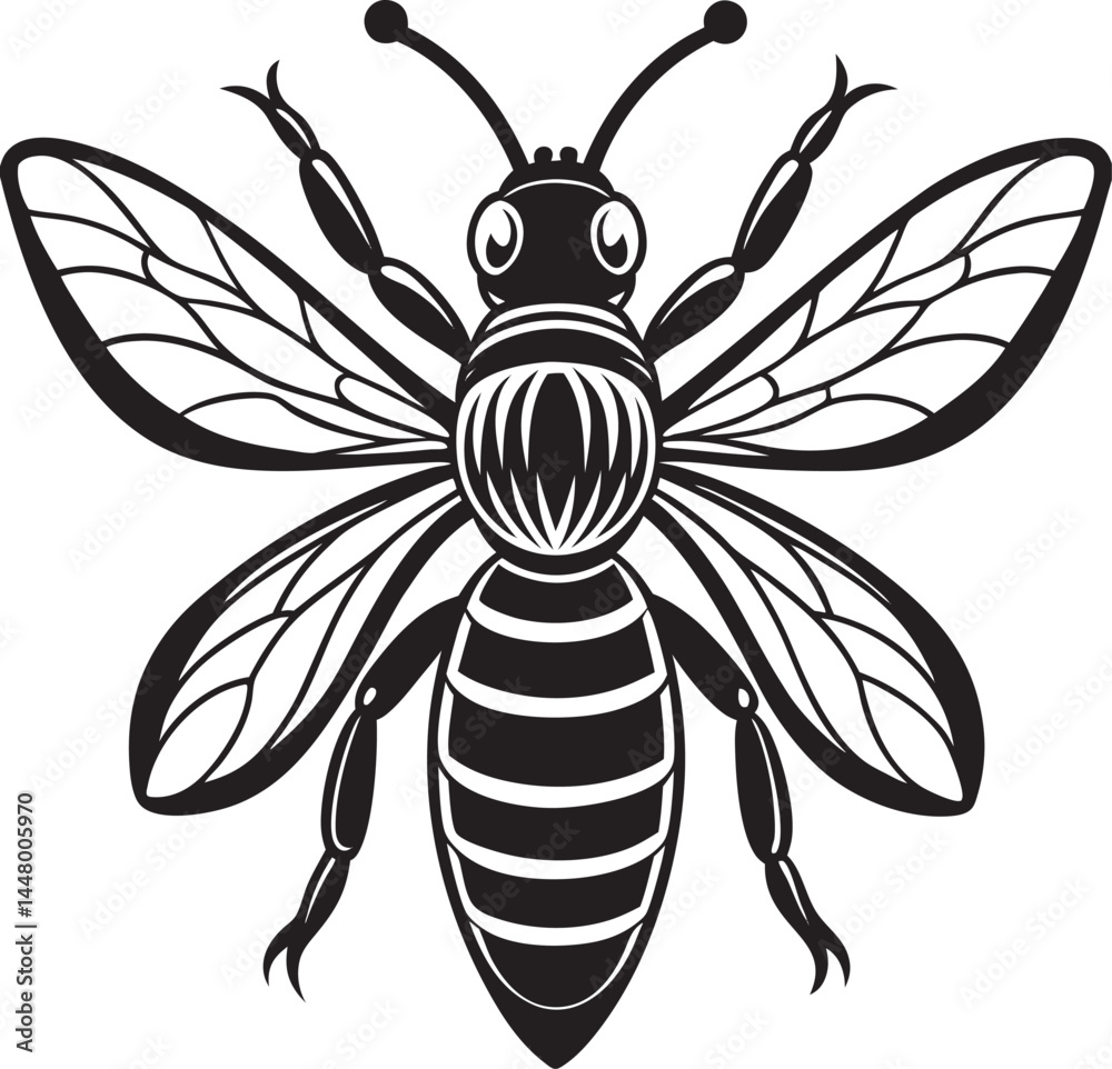 Fototapeta premium Unique Bee Icons – Vector Insect Silhouettes Designs