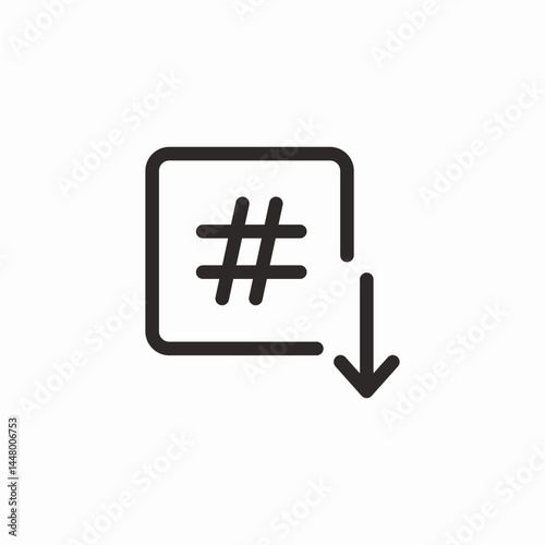 hashtag down icon sign vector