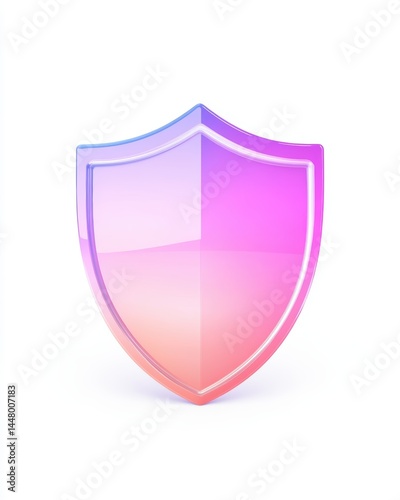 Glossy shield emblem in vibrant pink and purple hues symbolizing protection and security on a clean white backdrop with a modern and minimalist aesthetic Free Download Glossy shield emblem in vibrant pink and purple hues symbolizing protection and security on a clean white backdrop with a modern and minimalist aesthetic - GFXLoad