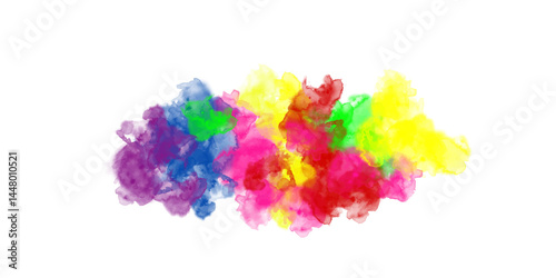 line watercolor texture in rainbow colors on white paper