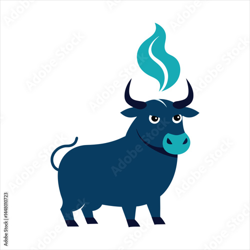 Bull with steam from nose vector illustration