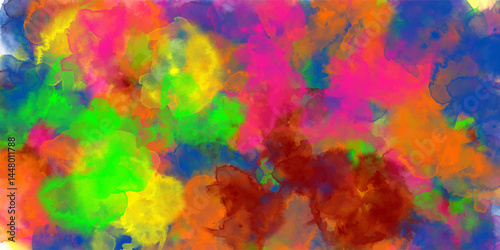line watercolor texture in rainbow colors on white paper