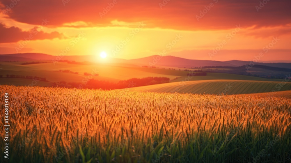 Fototapeta premium Golden Sunset over Rolling Hills