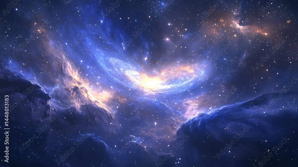 Fototapeta premium Fantasy galaxy background. Glowing universe with bright stars. Fantasy milky way. Futuristic night sky deep space wallpaper. 