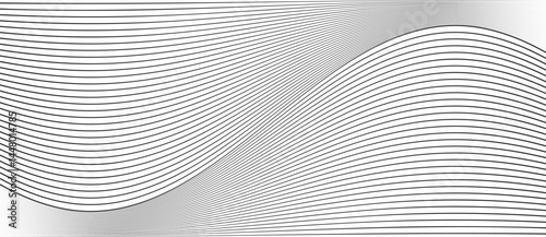 Abstract background with waves lines. Illusion of dynamic transition. Black lines on a white background.