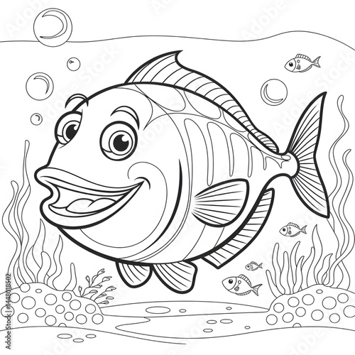 vector illustration of a fish coloring page 