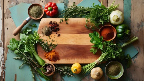 Different organic vegetables on a wooden background. Healthy eating