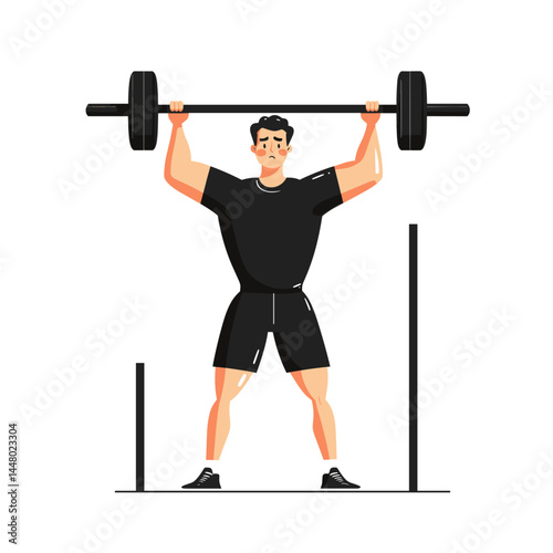 Minimalist style of a weightlifter lifting a barbell.