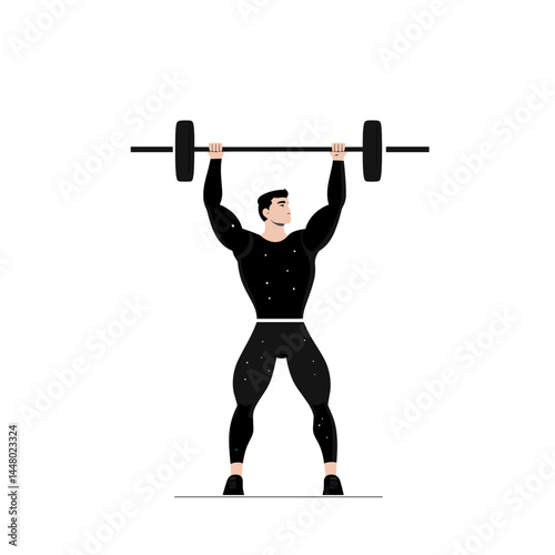 Minimalist style of a weightlifter lifting a barbell.