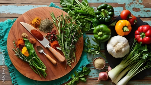 Harvest. Autumn vegetables on a wooden background. Vegan organic food. The layout is a top view. 