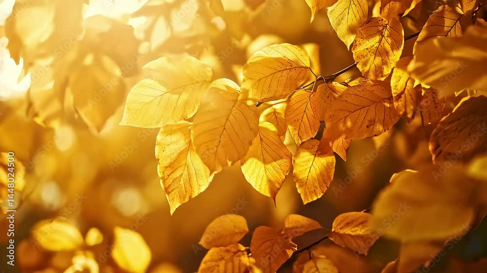 Golden Autumn Leaves in Sunlight Golden Autumn Leaves in Sunlight