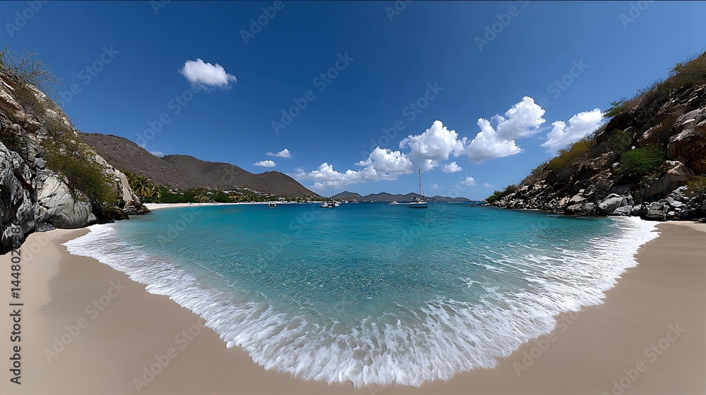 Fototapeta premium Caribbean Secluded Cove Turquoise Waters with Sandy Beach.