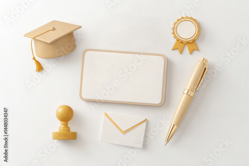 Elegant Graduation Stationery Set with Gold Accents